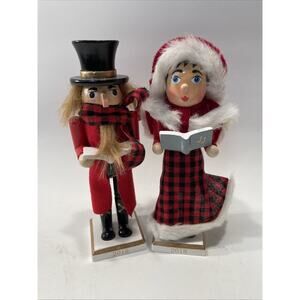 Set of 2 Nutcracker Christmas Carolers Singers 8" Wooden 2018 Holiday Wondershop